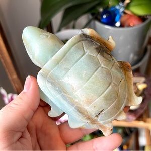 🐢Caribbean Calcite Crystal Sea Turtle Carving Decoration🐢